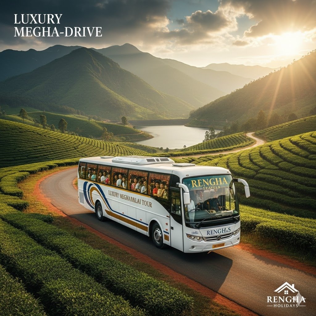 1-Day Theni – Kurangani – Theni Tour Package 2+2 53-Seater Luxury Bus